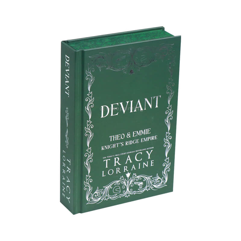 Hardcover Book Printing with Black and White Interior, Silver Foil Stamping on the Cover, Sprayed Edges