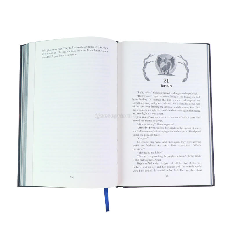 Matte Lamination Hardcover Books with Sprayed Edges and Ribbon Bookmark