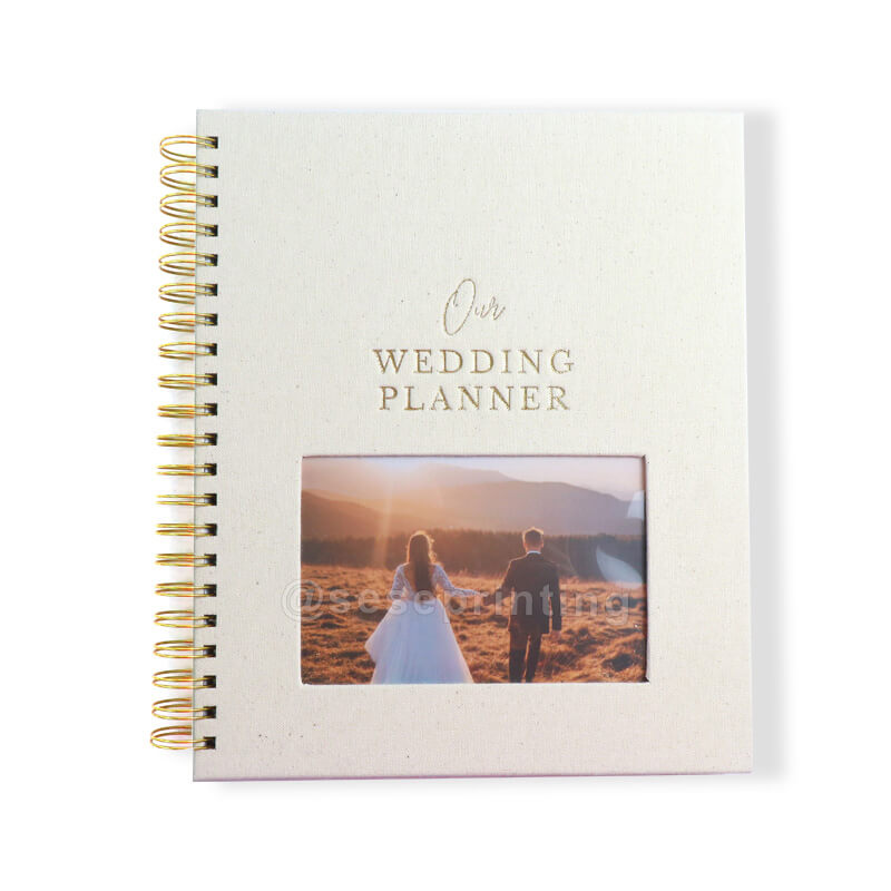 Custom Printing Spiral Binding Hardcover Wedding Planner Guest Book