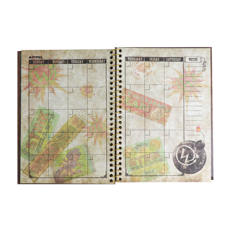 Spiral Hardcover Journal Custom Daily Weekly Monthly Planner Organizer