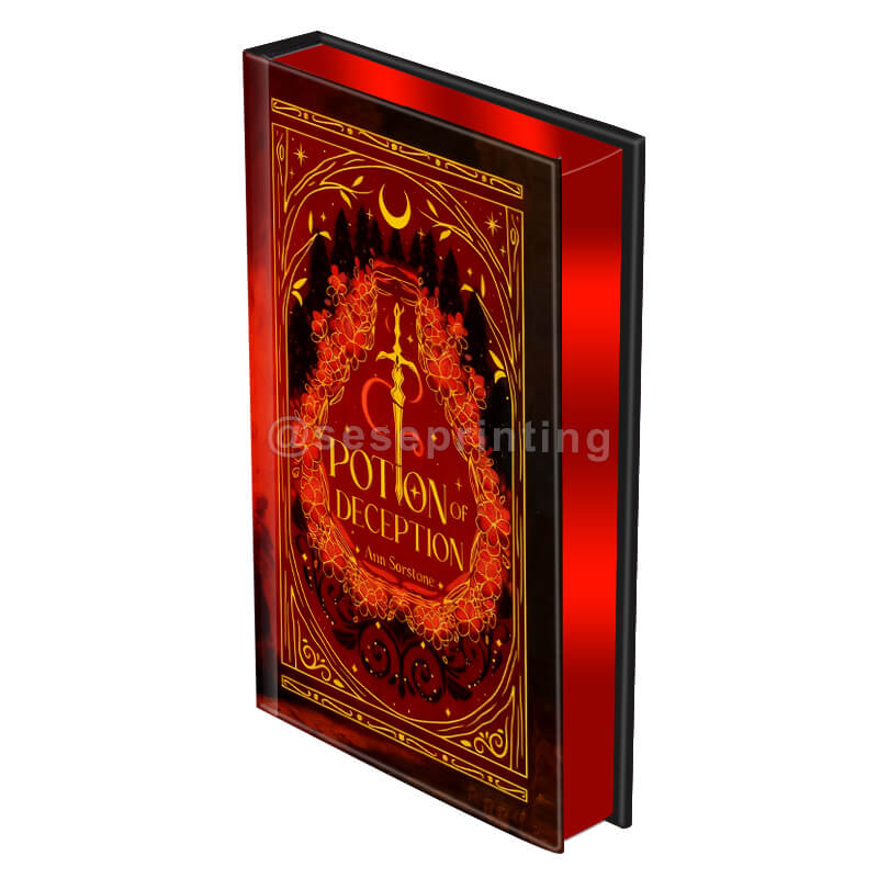 Hardcover Fiction Book with Gold Foiling on the Cover, Custom Sprayed Edges