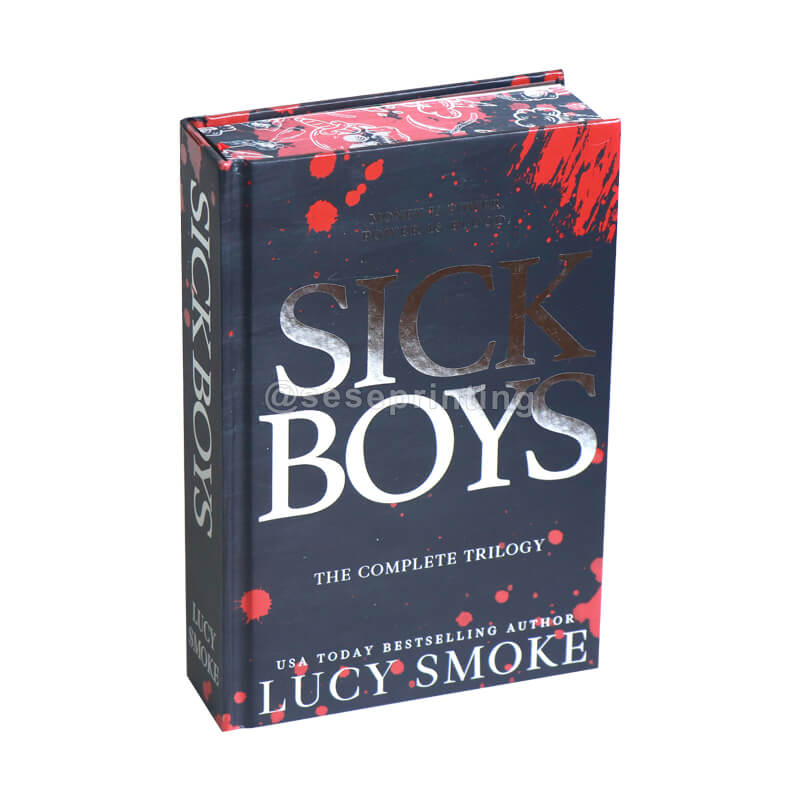 Casebound Book with Foil on Cover, Printed Endpapers, Sprayed Edges and Ribbon Marker