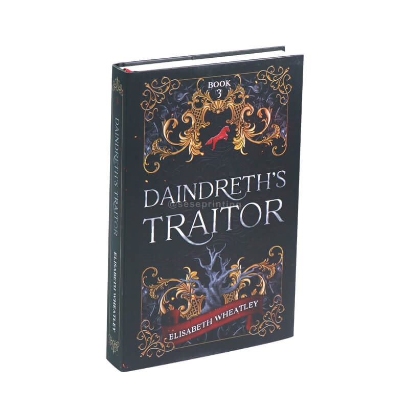 White Paper Hardcover Books with Matte Lamination, Dust Jacket, and Plain Coloured Ribbon