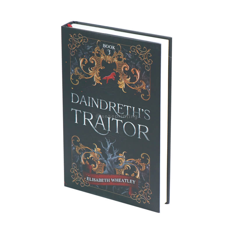 White Paper Hardcover Books with Matte Lamination, Dust Jacket, and Plain Coloured Ribbon