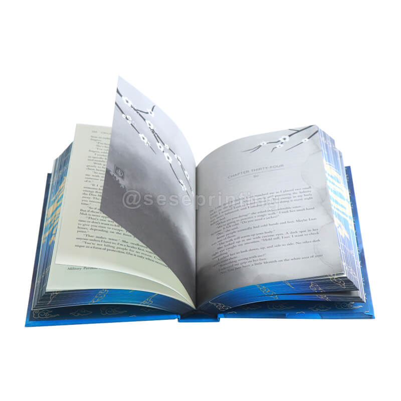 Hardcover Book with Printed Endpapers, Black Head and Tail Bands, and Pattern Sprayed Edges