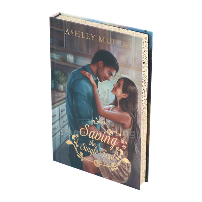 Matte Hardcover Book with Gold Foil Stamping, Coloured Endpaper and Laser Engraving Edge