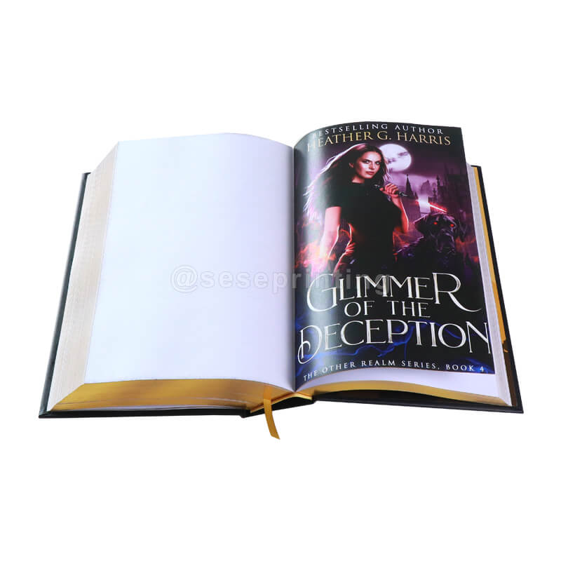 Hardcover Fantasy Book with End Papers, Colored Pages, Sprayed Edges, Foil Cover, Ribbon