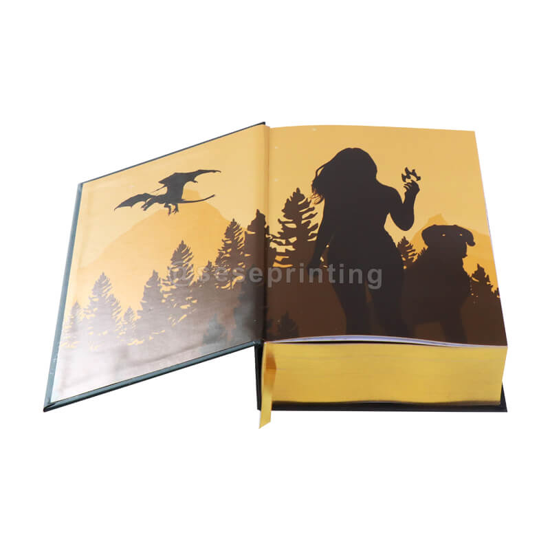 Hardcover Fantasy Book with End Papers, Colored Pages, Sprayed Edges, Foil Cover, Ribbon