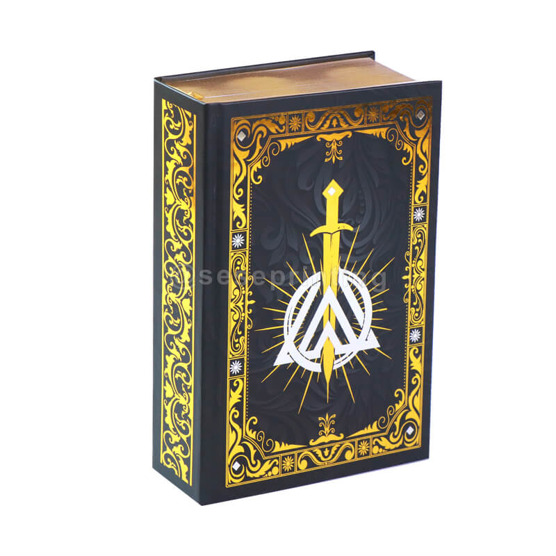 Hardcover Fantasy Book with End Papers, Colored Pages, Sprayed Edges, Foil Cover, Ribbon