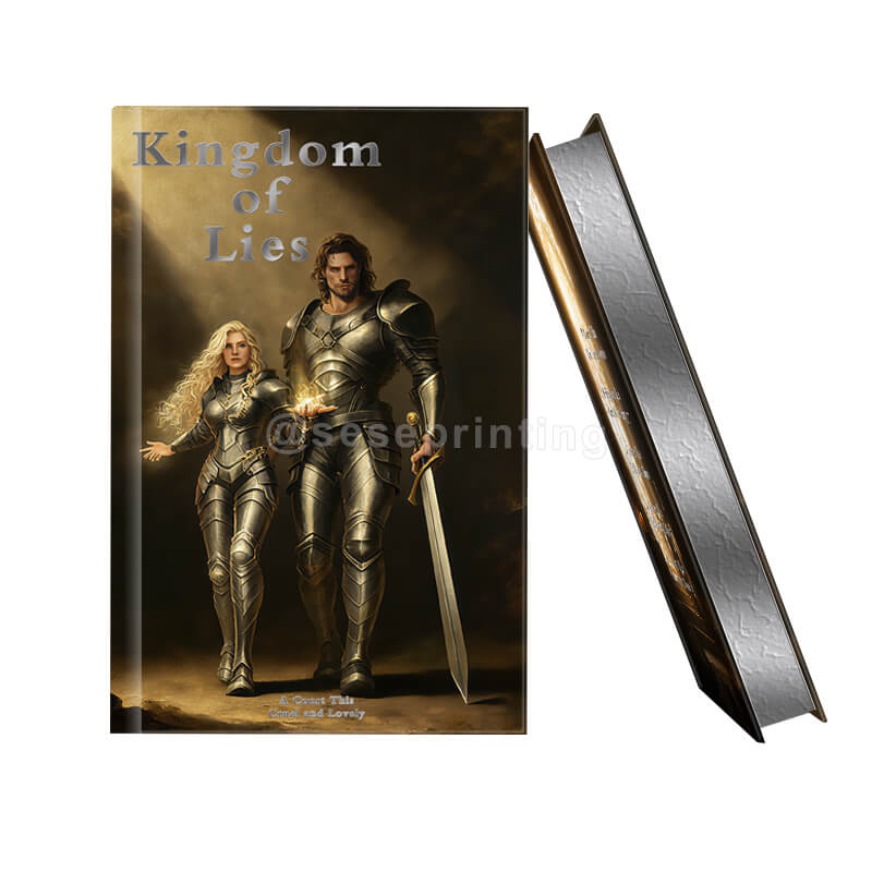 Black and White Printing Hardcover Book with Silver Foiled Cover and Sprayed Edges