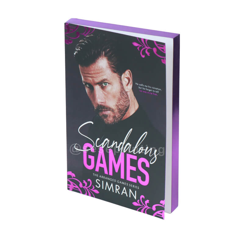 Softcover Print Run of a Novel with Foil Stamping and Embossing Cover, Custom Sprayed Edges