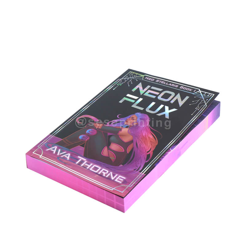 Paperback Books with Glow-in-the-Dark Ink, UV and Foil on Cover, Sprayed Edges