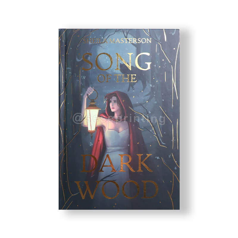 Dark Fantasy Book with Gold Foil Stamping, Custom Sprayed Edges, Endpapers