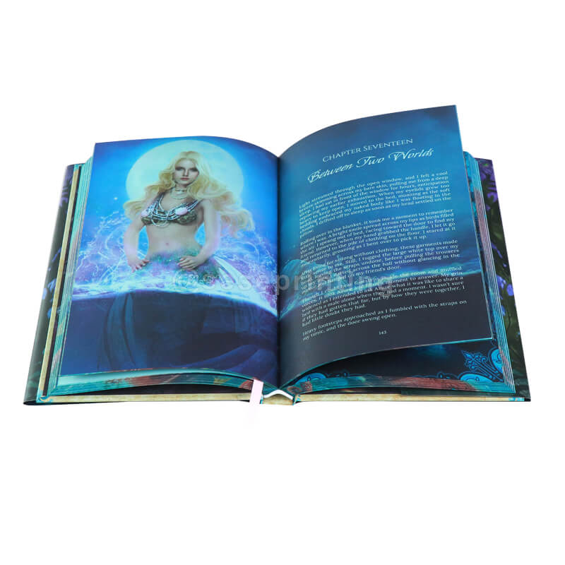 Hardcover Books with Full Color Printing on the Inside, Silver Foil, Sprayed Edges and Custom Endpapers