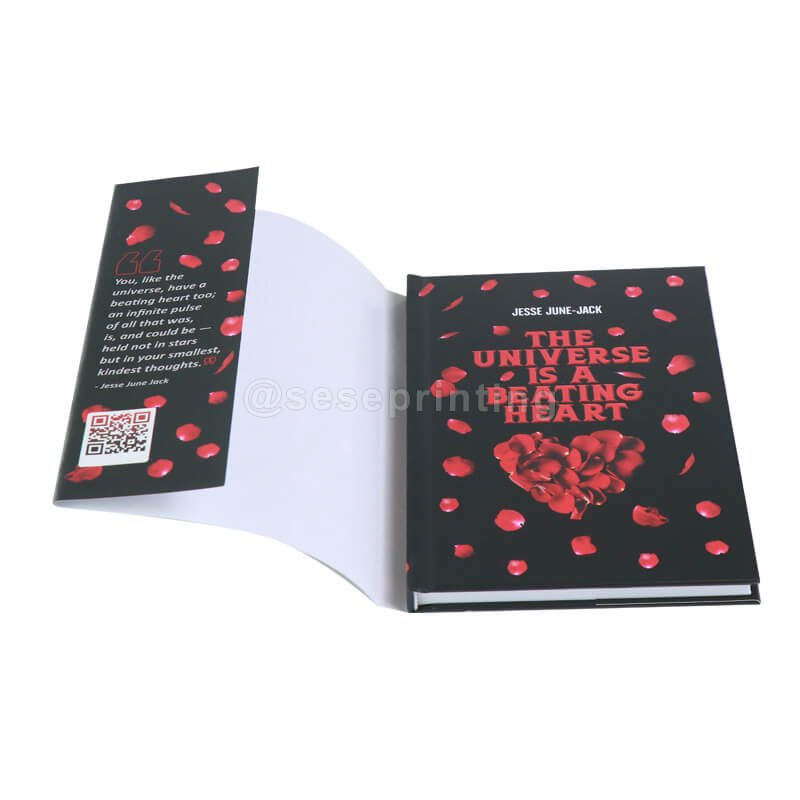 Black and White Inner Pages Hardback Book Printing Embossed Cover with Spot UV Title