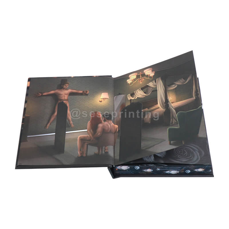 Specialty Book with Black Head and Tail Bands, Dark Endpapers, Foil Covers and Stenciled Edges