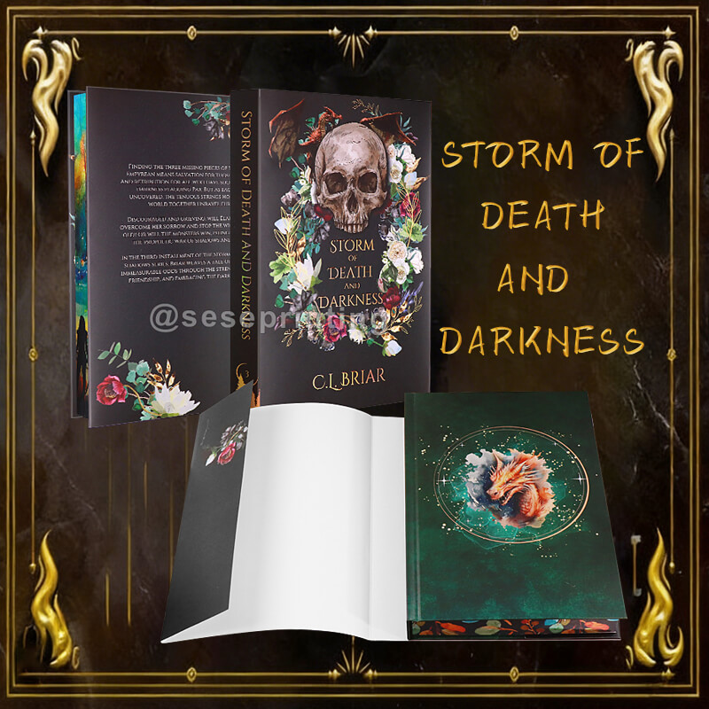 Hardback Book Made with Matte Cover, Dust Jacket, Custom Endpapers, and Stenciled Edges