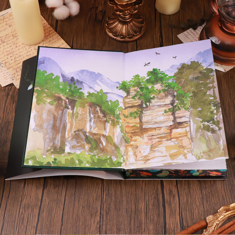 Hardback Book Made with Matte Cover, Dust Jacket, Custom Endpapers, and Stenciled Edges