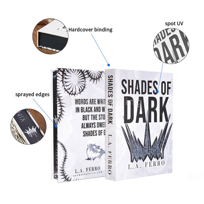Dark Romance Novel with Custom Endpages, Spot UV Title, and Black Sprayed Edges