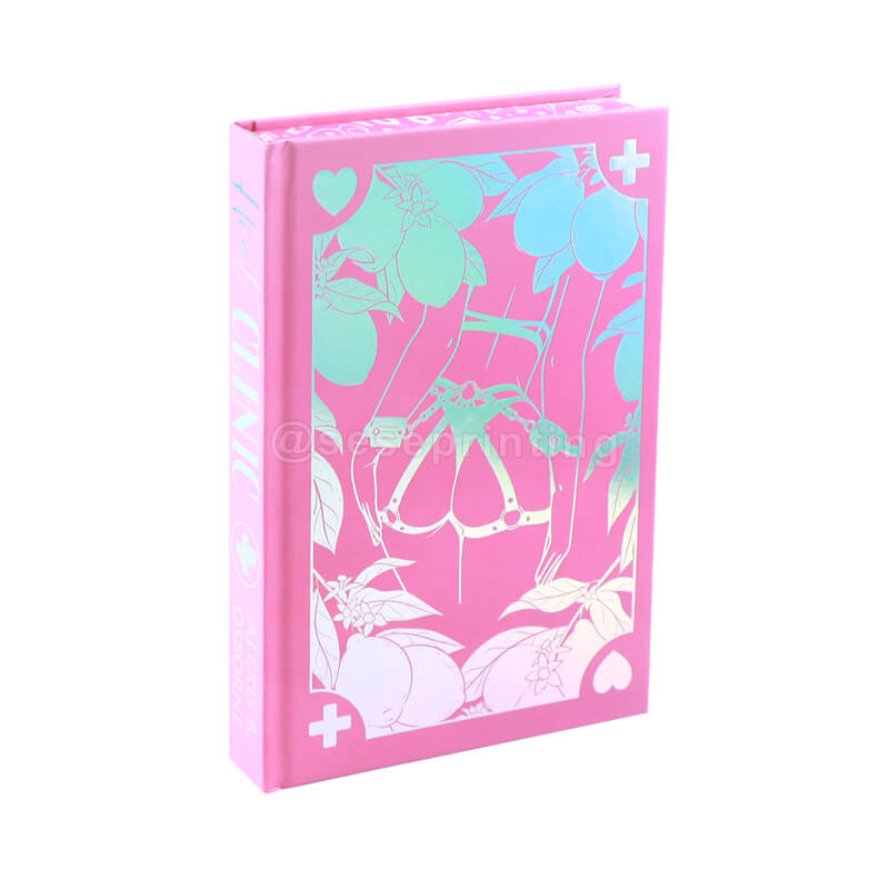 Hardcover with Holographic Foiling Cover, Sprayed Patterned Edges, and Coloured Endpaper Illustrations