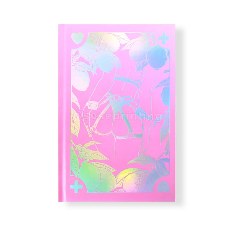 Hardcover with Holographic Foiling Cover, Sprayed Patterned Edges, and Coloured Endpaper Illustrations