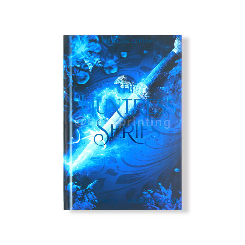 Foiled Hardcover Novel with Black Head and Tail Bands, Endpapers, and Stenciled Edges