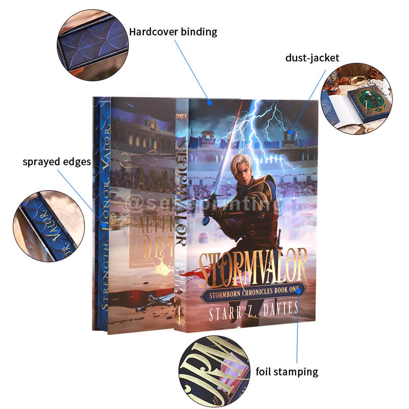 Hardcover Books with Foil on the Dust Jacket, Foiling on the Case, Custom Color End Papers and Printed Edges