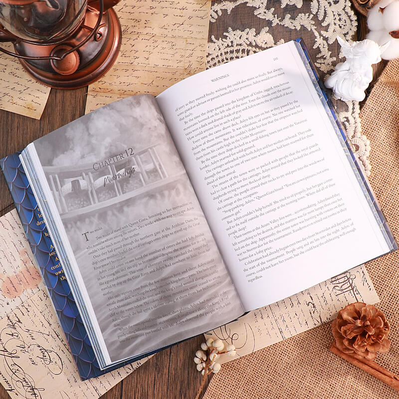 Custom Books Series Printed Hardcover with a Dust Jacket, Custom Endpapers and Stenciled Edges