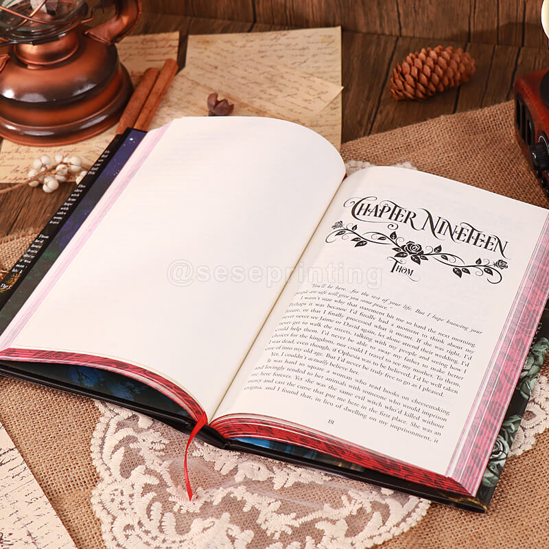 Custom Hardcover Printing Full Colour Reversible Dust Jacket, Foiled Cover, Sprayed Edges, Ribbon Bookmark