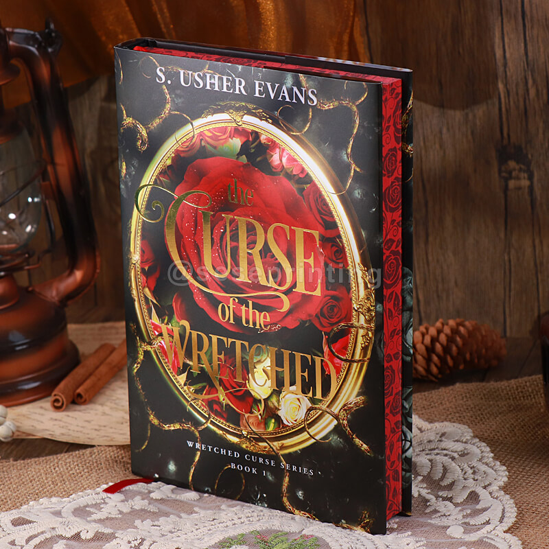 Custom Hardcover Printing Full Colour Reversible Dust Jacket, Foiled Cover, Sprayed Edges, Ribbon Bookmark