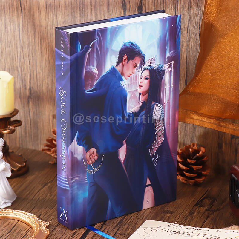 Matte Finish Hardcover Book with Custom Endpapers, and Ribbon Bookmark