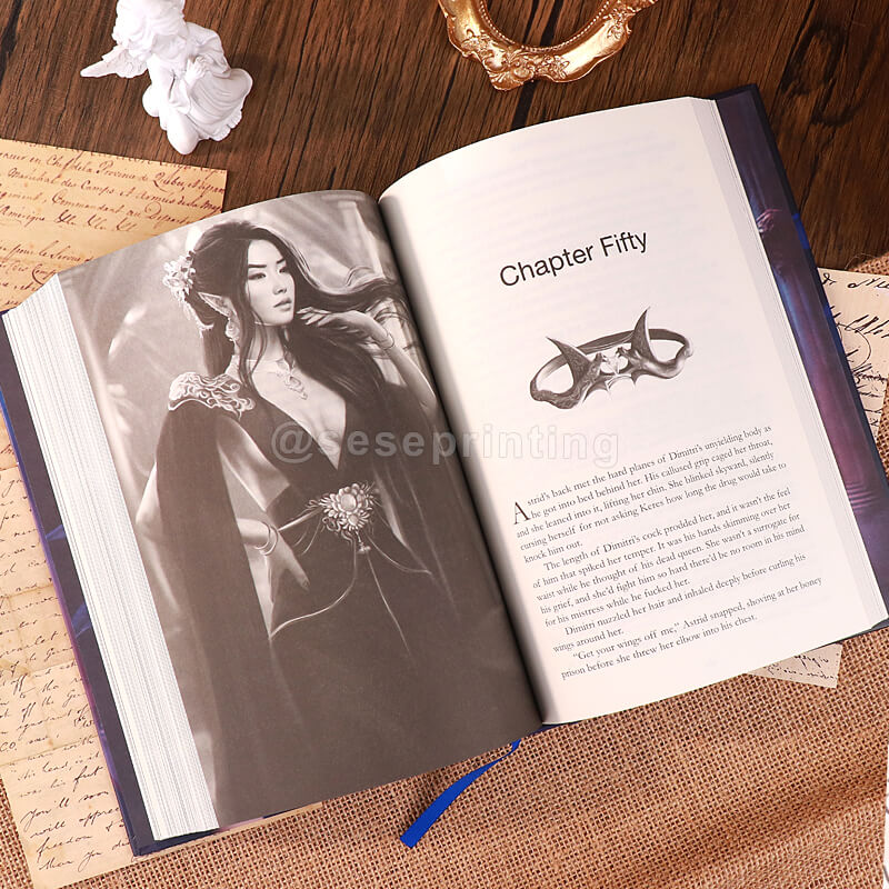 Matte Finish Hardcover Book with Custom Endpapers, and Ribbon Bookmark