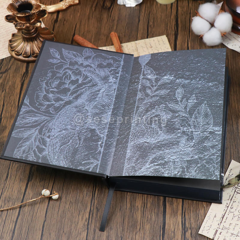 Foil Embossed and Sprayed Edges Hardback Books with Color Pages Illustration, Custom Endpapers
