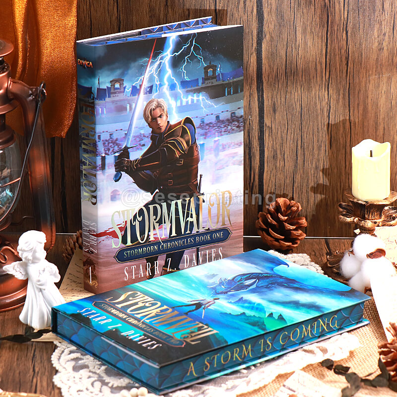 Custom Books Series Printed Hardcover with a Dust Jacket, Custom Endpapers and Stenciled Edges