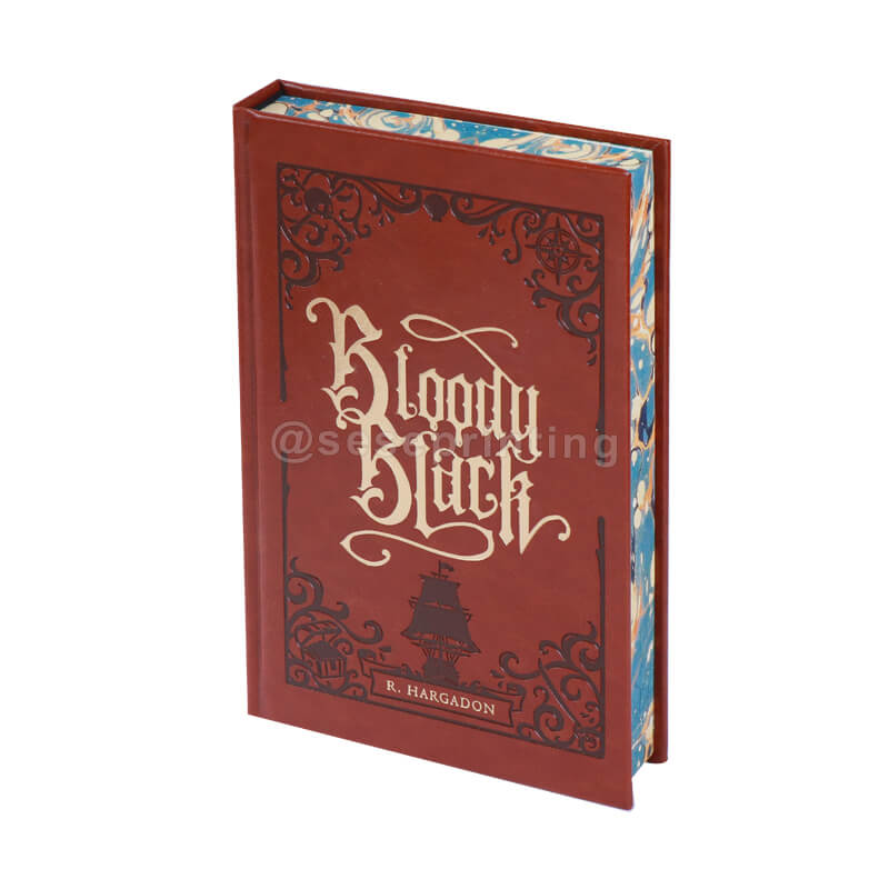 Create Leather Bound Book with Embossing on Spine, Debossed Title, Decorative Endpapers and Sprayed Edges