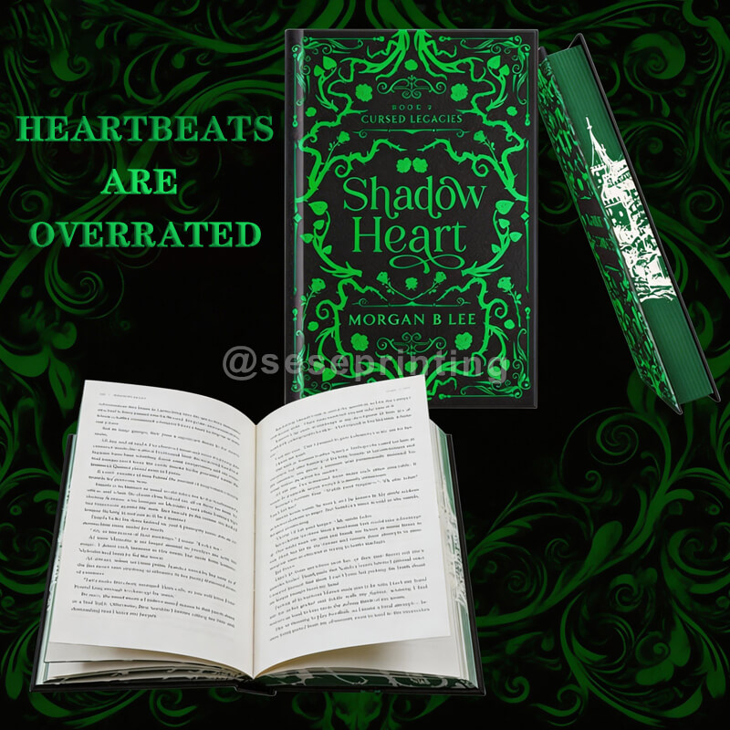 Leather Hardcover Book with Foil Stamping on Front Cover and Spine, Sprayed Edges, Printed Colored Endsheets