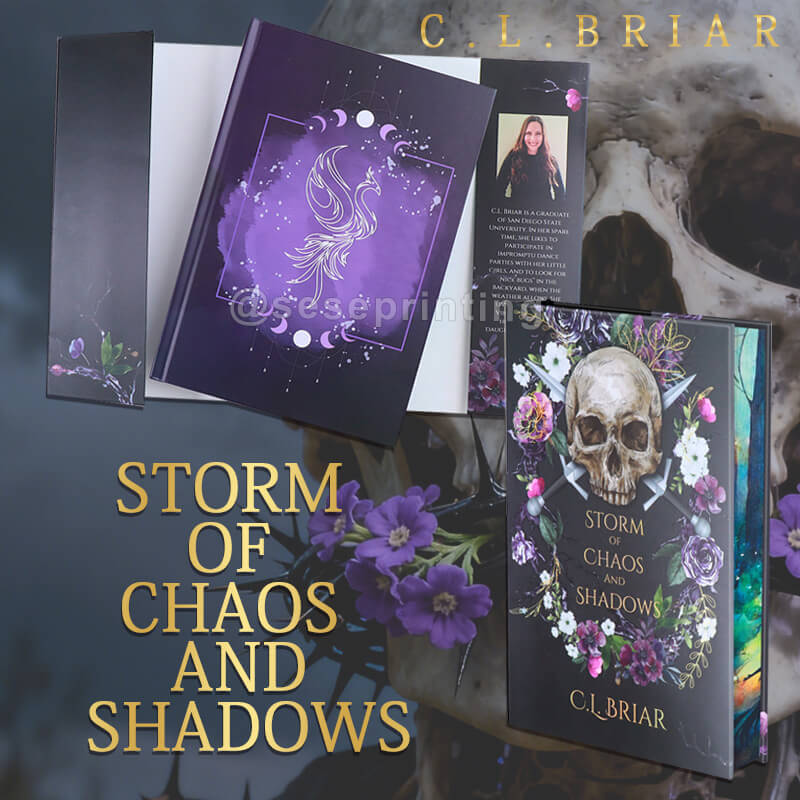 Matte Hardback Book with Sprayed Edges, Metal Foiling Dust Jacket, Printed Endpapers