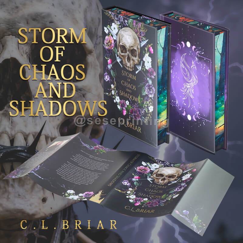 Matte Hardback Book with Sprayed Edges, Metal Foiling Dust Jacket, Printed Endpapers