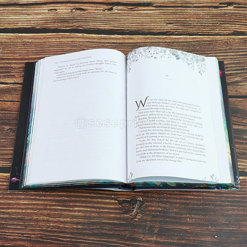 Matte Hardback Book with Sprayed Edges, Metal Foiling Dust Jacket, Printed Endpapers