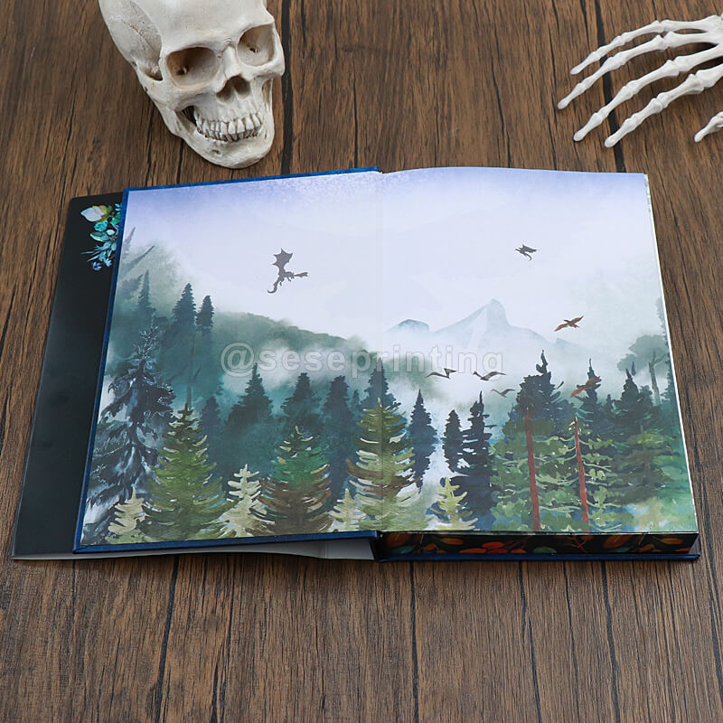 Hardback Book with Matte Cover, Sprayed Edges, Possible Dust Jacket and Custom Endpapers