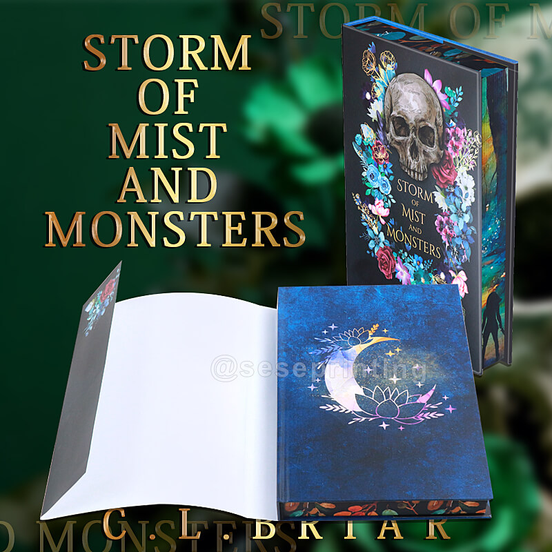 Hardback Book with Matte Cover, Sprayed Edges, Possible Dust Jacket and Custom Endpapers