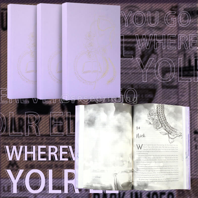 Cloth Cover Book with Gold Foil Stamping and Printed End Sheets, Sprayed Edges
