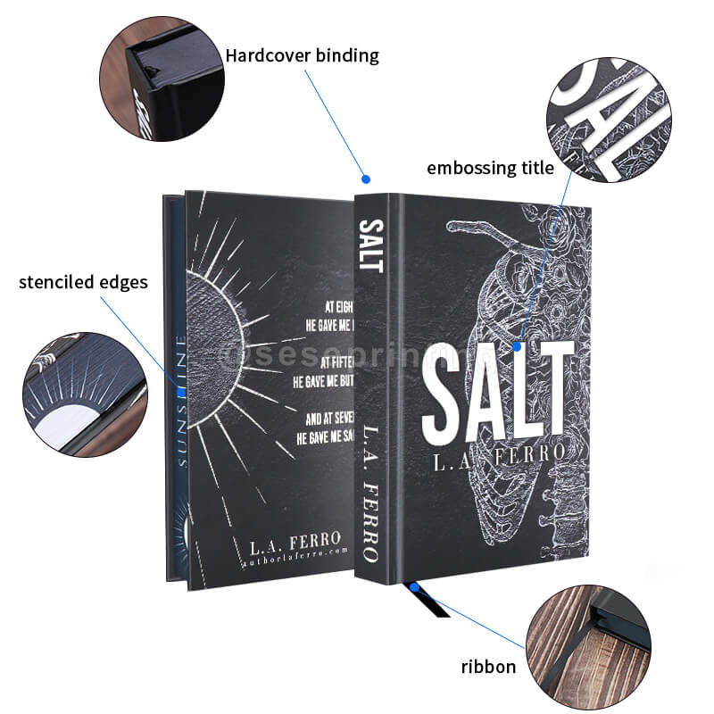 Embossing on Hardcover Book as Well as Sprayed Edges, Endpapers and Ribbon Bookmark