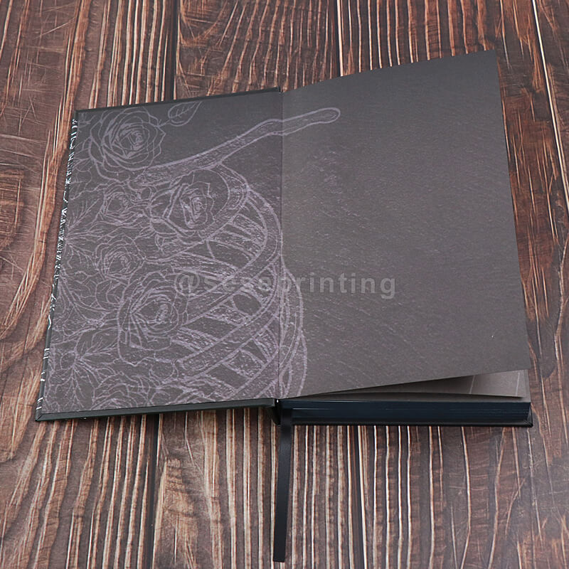Embossing on Hardcover Book as Well as Sprayed Edges, Endpapers and Ribbon Bookmark