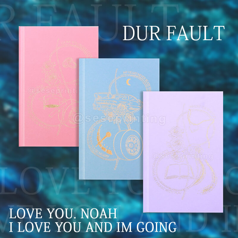 Series of 3 Books with Foil Cloth Hardcover, Patterned Edges, and Custom Endpapers