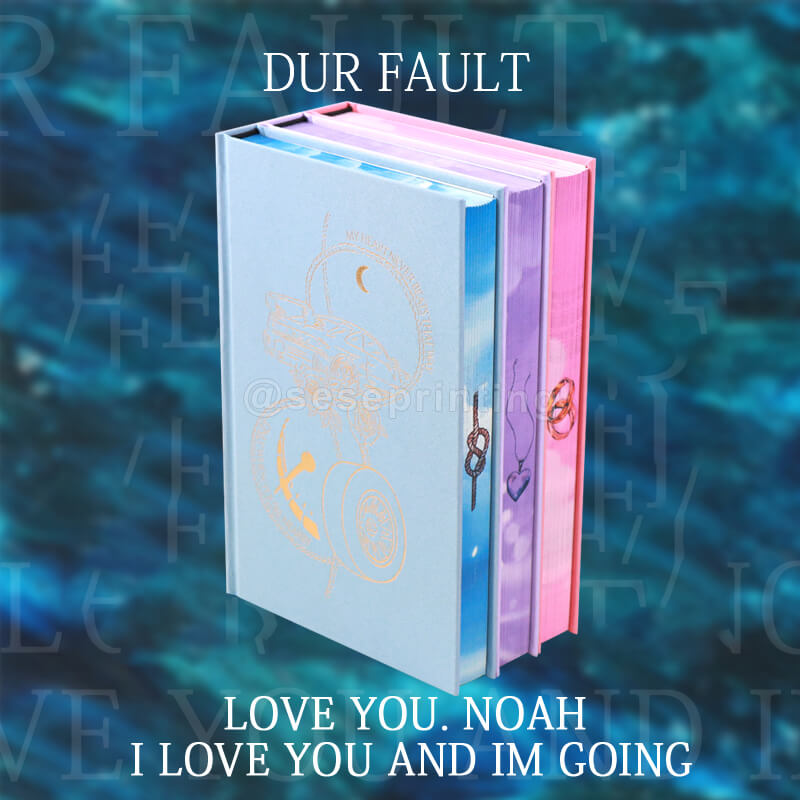 Series of 3 Books with Foil Cloth Hardcover, Patterned Edges, and Custom Endpapers