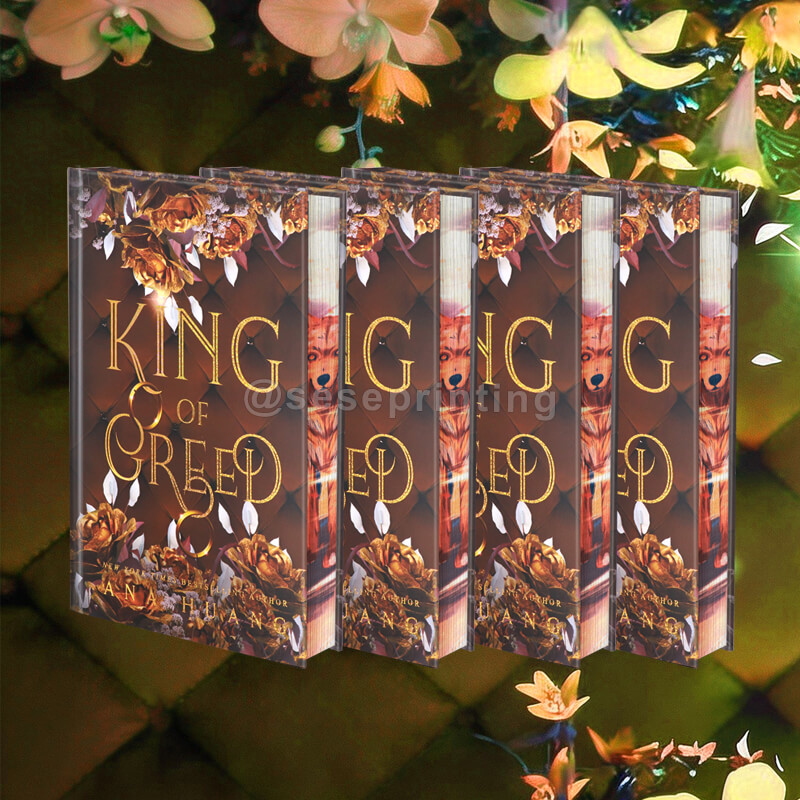 Hardback with Holographic Gold Foil Cover, Sprayed Edges and Custom Endpapers