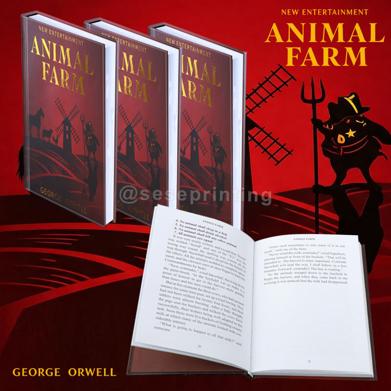 90gsm White Offset Paper Hardback Book with Foiling Cover and Color Printed Endsheets