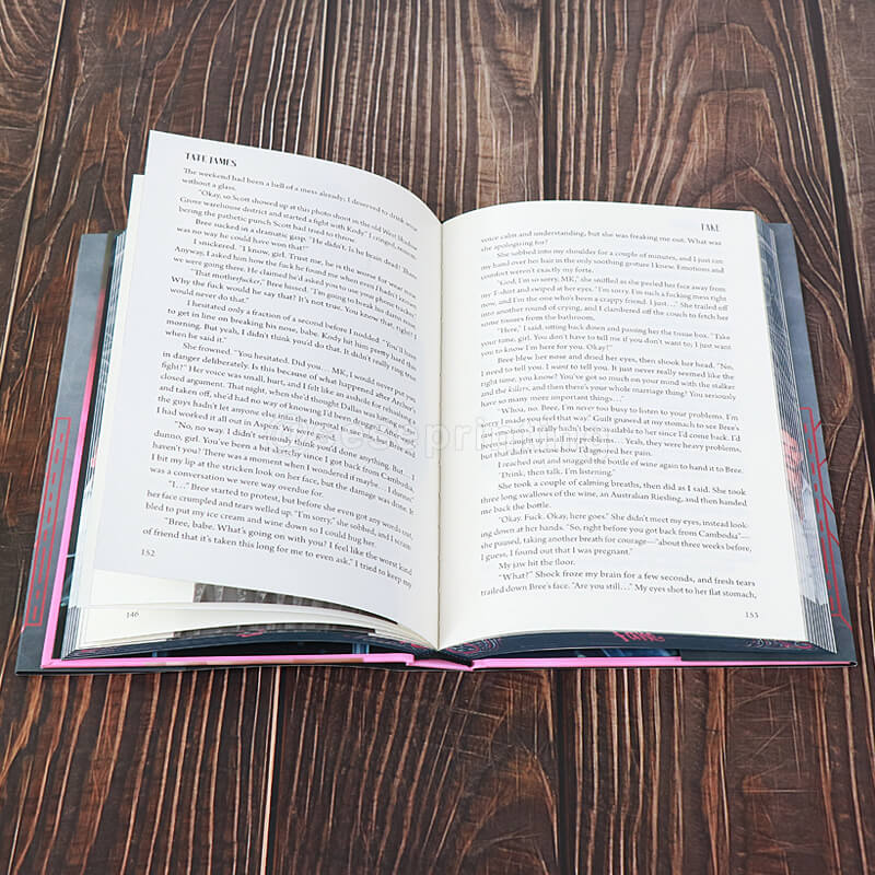 Sprayed Edge Design for Books with Dust Jackets, Spot UV on the Hardcover, and Printed Endpapers