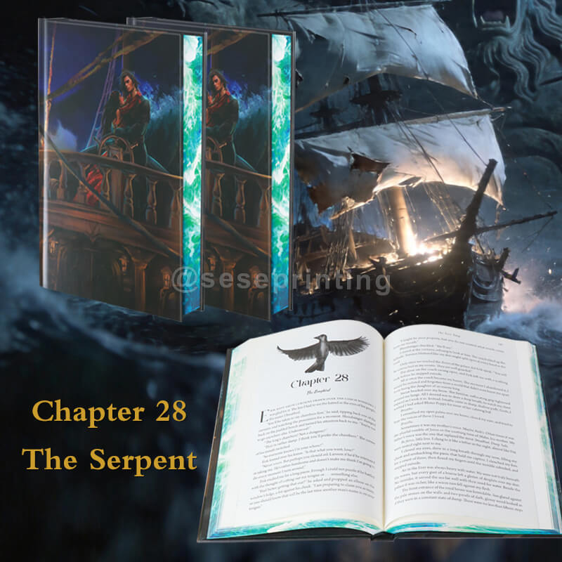 Hardcover Fantasy Book with Full-Color Matte Laminated Cover, Image Edges, Custom Printed Endpapers